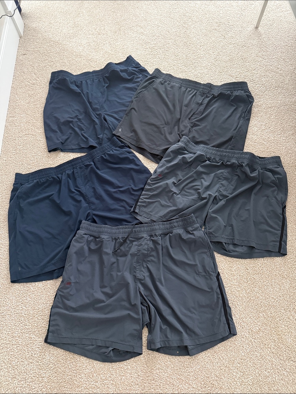 Lot of 5 Men’s Rhone XXL Men's Athletic Shorts in Navy and Charcoal